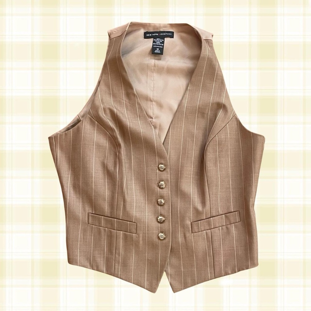 New York & Company tan Pinstripe Vest